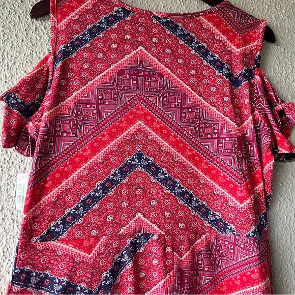 Joe Boxer open shoulder dress open shoulder red white and blue XL NWT - Picture 5 of 8